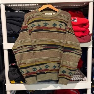 Vintage 90s Aztec Western 3d Knitted Multi Color Mens Medium Sweater